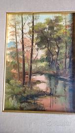 Impressionismo '900:Paesaggio fluviale nel bosco