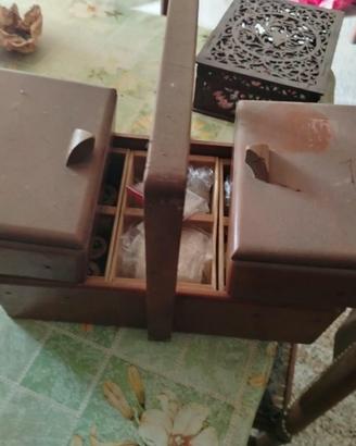 Scatola porta cucito vintage/mobiletto fisarmonica