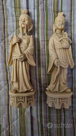 Coppia statuine vintage asiatico orientale cinese