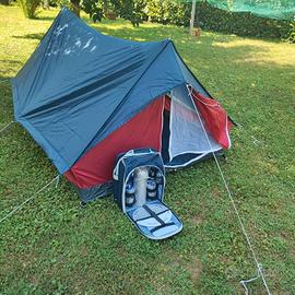 Tenda campeggio + Set stoviglie