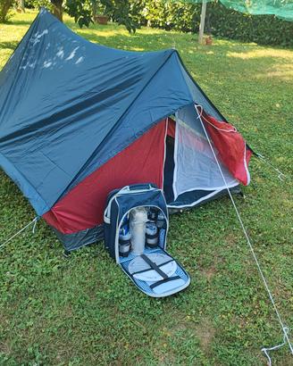 Tenda campeggio + Set stoviglie