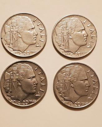 20 centesimi 1940 1941 1942 1943 impero Vitt Em  i