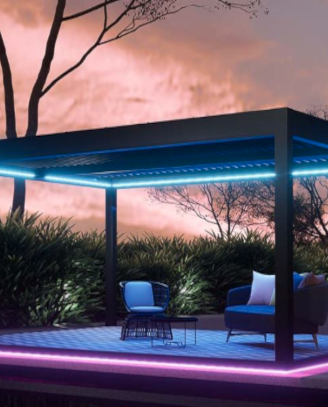 Pergola bioclimatica 6x3 m Gazebo luce LED RGB