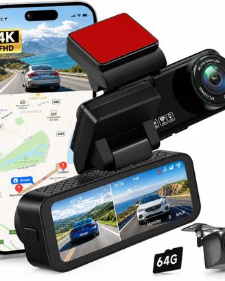 Rimoody Dashcam 4K con GPS Doppia Telecamera