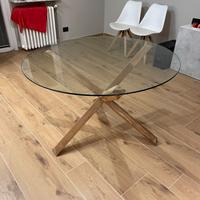 Tavolo rotondo legno vetro