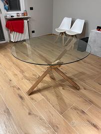 Tavolo rotondo legno vetro
