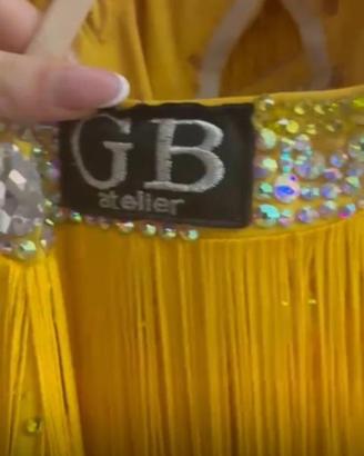 Abito gara caraibico giallo frange strass S/m