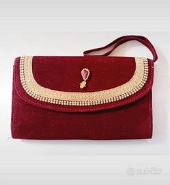 Pochette vintage, borsetta donna, rossa, velluto