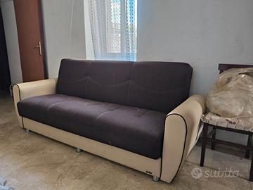 Divano 3 posti pelle e tessuto eccellente stato