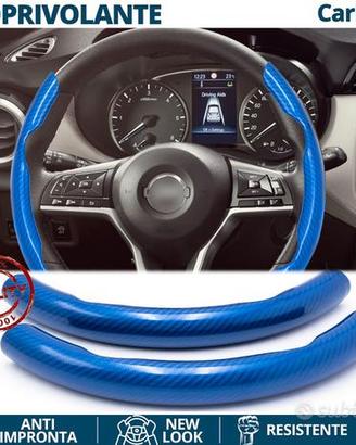 COPRIVOLANTE per NISSAN Effetto FIBRA CARBONIO Blu