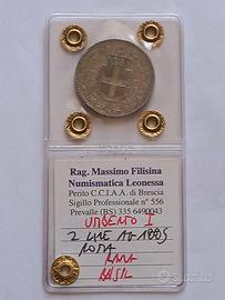 Umberto I Re d'Italia 2 lire 1885 bb-spl