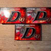 Lotto 3 Audiocassette TDK D90Sigillate Vintage NOS