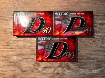 Lotto 3 Audiocassette TDK D90Sigillate Vintage NOS