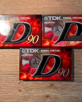 Lotto 3 Audiocassette TDK D90Sigillate Vintage NOS