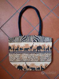 Borsa a spalla etnica animali Africa Airbon arazzo