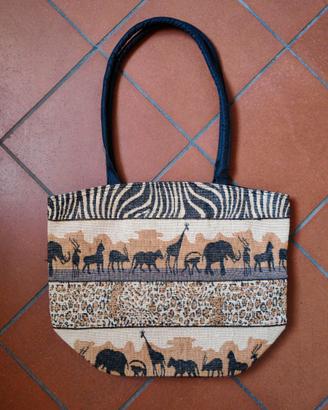 Borsa a spalla etnica animali Africa Airbon arazzo