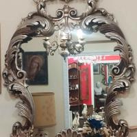 Grande specchio stile Barocco in legno gessato 