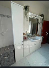 Mobile Bagno con Specchio, Lavabo e Colonne