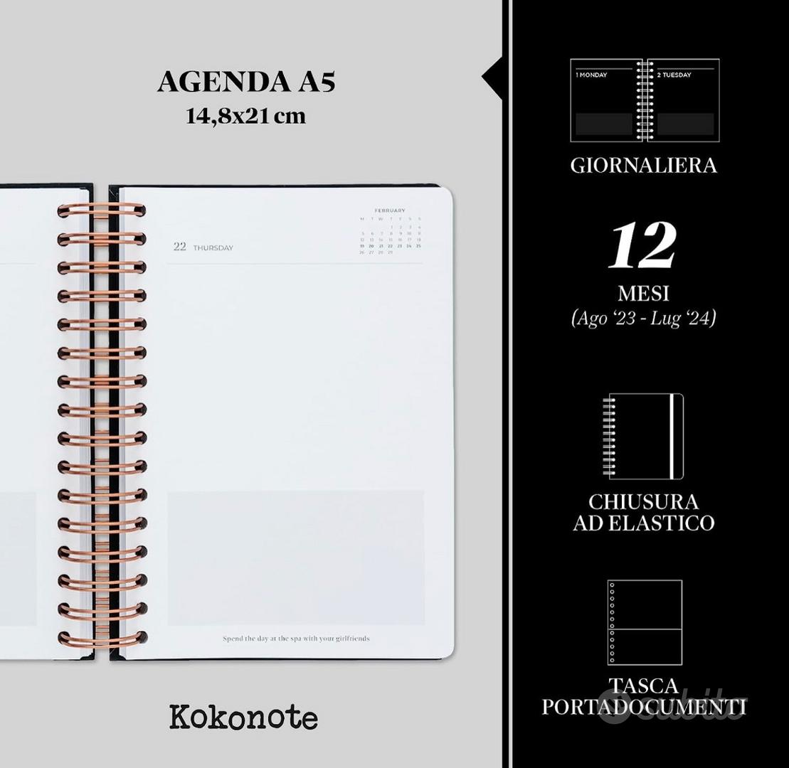 Agenda 2023 2024 Giornaliera A5, Diario 12 Mesi Da Ago.23 a Lug.24