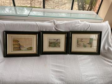 Set 3 Quadri Anatre Cornici Verdi