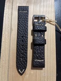 Cinturino artigianale in pelle marrone misura 19