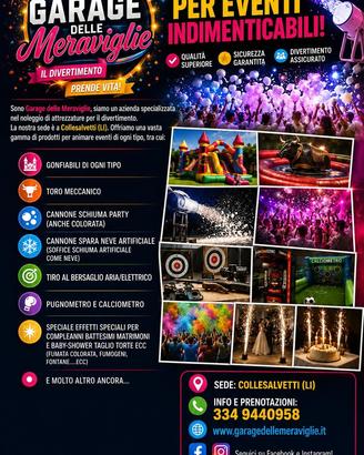 Gonfiabili Schiumaparty toro meccanico fumogeni