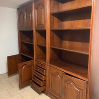 Libreria a parete in legno massello in ciliegio 