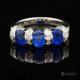 ANELLO FANTASIA IN ORO 18 KT BRILLANTI E ZAFFIRI