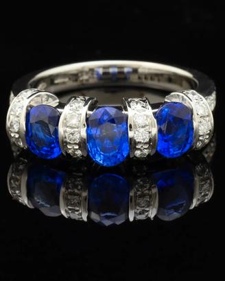 ANELLO FANTASIA IN ORO 18 KT BRILLANTI E ZAFFIRI