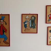 Lotto 4 Personaggi Disney vintage in legno