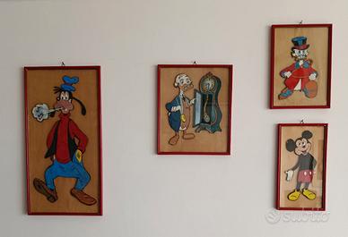 Lotto 4 Personaggi Disney vintage in legno