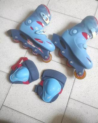 Pattini A Rotelle Decathlon N.36 Con Ginocchiere