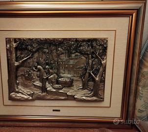 quadro in argento con cornice in legno 