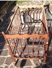 Lettino Bambini Vintage In Noce Massello Anni 60