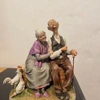 capodimonte coppia anziana con 2 polli