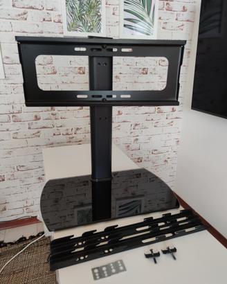 Supporto tv in acciaio e vetro temperato da tavolo