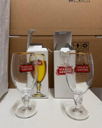 STELLA ARTOIS 2 bicchieri birra, nuovi mai usati