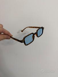 Occhiali da sole tartarugati vintage lente azzurra