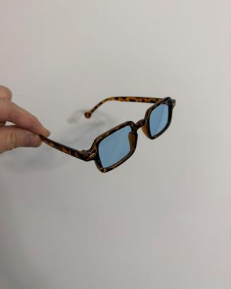 Occhiali da sole tartarugati vintage lente azzurra