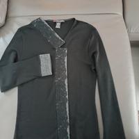 Maglia in lana e seta con applicato pizzo macrame'