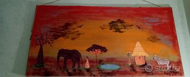 Quadro Etnico Africano – Dipinto a Mano decoupage