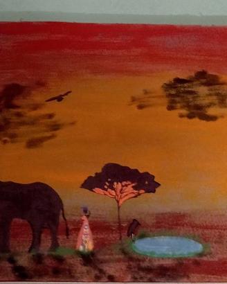 Quadro Etnico Africano – Dipinto a Mano decoupage