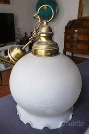 Lampadario a sospensione in vetro opaco vintage