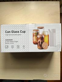 4 bicchieri con cannuccia nuovo