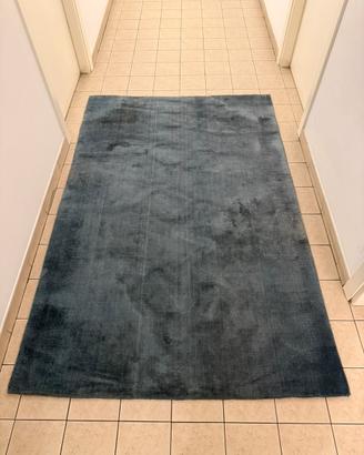 Tappeto turchese moderno fatto a mano ciniglia