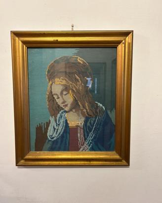 QUADRO RICAMO MEZZO PUNTO - MADONNA
