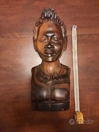 Statua legno busto etnico