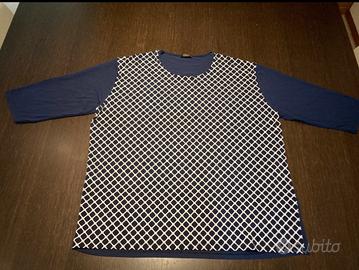 Maglia maniche corte blu bianca XXL over Tg. 50
