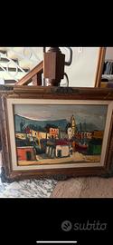 Quadro olio su tela vintage- paesaggio marinaro