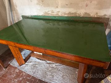 Tavolo da pranzo vintage con piano in vetro verde